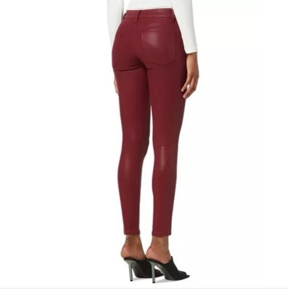 HUDSON Nico Super Skinny Burgundy Wax Coated Jeans - Picture 3 of 13
